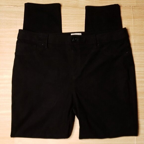 Chico's Womens Black Suede Feel Slim Pants Large - Picture 1 of 10